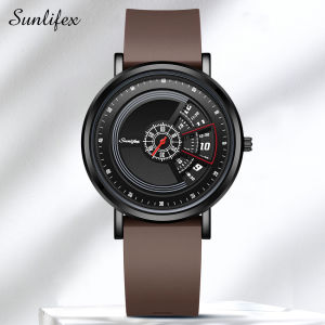Sunlifex Jam Tangan Pria 3172 Tanggal Kasual Mode Tali Silikon Jam Tangan Cowok Original