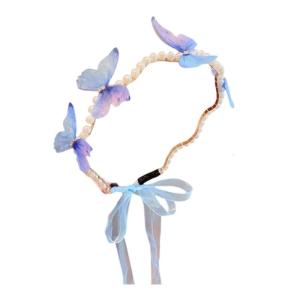 Cô Gái bờm tóc Bướm Ngọc Trai Vương Mão Cho Nữ Hoàng Sinh Nhật Headbands đạo cụ chụp ảnh Thanh Lịch Trang Phục Mũ Nón