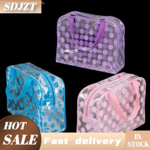 SDJZT Trong suốt Polka Dot của phụ nữ trang điểm túi không thấm nước PVC mỹ phẩm Túi xách tay phụ nữ lưu trữ túi đồ vệ sinh nữ rửa Túi