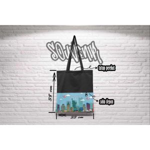 ALVYSTREET | Tas Tali Kain Saku Depan | Motif Negara | Souvenir Negara Asia & Eropa | Australia/Japan/Korea/Turkey | Grosir | 30