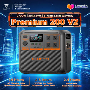 BLUETTI Premium 200 V2 Portable Power Station 2073.6Wh Lifepo4 Battery Capacity 2700W Solar Generator for Camping Hiking
