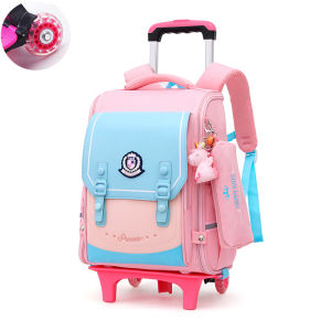 New 6-wheel Trolley Schoolbag Integrated Design Primary School Students Large capacity Waterproof Removable Backpack