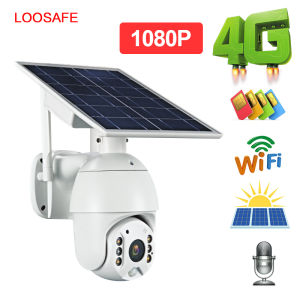 LOOSAFE 4G Solar Outdoor CCTV Camera 1080P HD Wireless IP Camera Video Surveillance Waterproof Camera With PIR Two Way Audio Night Vision