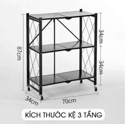Kệ Sắt Đa Năng Kệ Để Đồ Nhà Bếp Gấp Gọn Có Bánh Xe Sơn Tĩnh Điện Cao Cấp 5 đánh giá