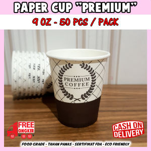 Paper Cup Premium Coffee  9 Oz 220 ml  / Tea Cup / Gelas Kopi / Gelas kertas / Paper Hot Cup (50 pcs)