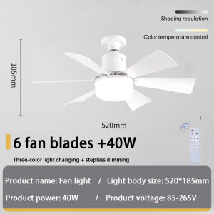 🌀 E27 Ceiling Fan with LED Light 💡 40W Silent 6-Blade 3-Speed Remote Control Fan for Bedroom | COD & Fast Ship