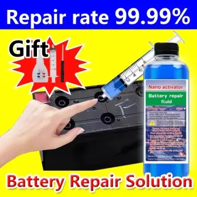 HOHODALINK 【3 detik untuk diperbaiki】500ml cairan perbaikan aki jual cairan elektrolit aki kering cairan perbaikan baterai air aki cairan aki kering cairan aki motor Tidak perlu mengganti baterai perbaikan 99.9% solusi perbaikan baterai cairan baterai