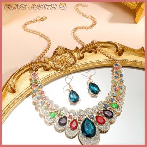 CISWGE Jewelry Set Fashion Metal Sparkle Necklace Earring Set For Woman Party Jewelry Gift