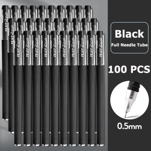 100pcs/box Ball pen Gel pen black gel Needle ball tip Office & School Pen 0.5mm daily writing pens