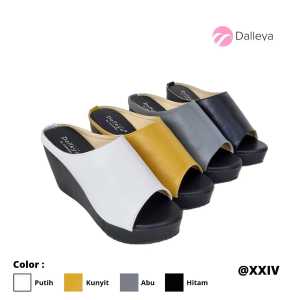 LILY SHOES - Mustang Sandal Wedges Wanita Kokop Casual Polos Santai Mustard Hitam Putih