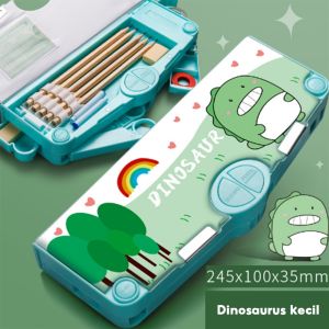 Pencil-box Kotak Pensil Pola Kartun Lapisan Ganda Tunggal Dengan Rautan Kapasitas