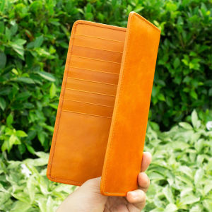 【กระเป๋าสตางค์ใบยาวหนังบาลอง】 กระเป๋าตังค์หนังวัวแท้พับได้ ขยายข้างใส่แบงค์ได้เยอะ ช่องใส่บัตร 14 ช่อง มีช่องซิปเก็บเหรียญ ทนทาน