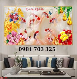 Gạch tranh cá chép hoa đẹp 3D
