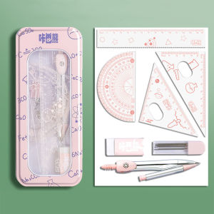 🔥จัดส่งจากกรุงเทพ🔥7 ชิ้น / เซต เข็มทิศเรขาคณิต ไม้บรรทัดสามเหลี่ยม ไม้บรรทัด ไม้โปรแทรกเตอร์ เครื่องมือวาดภาพ