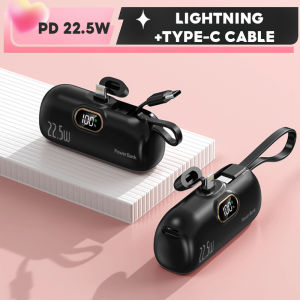 【SG】Mini Power Bank 22.5W Fast Charging 2in1 5000mAh Travel Powerbank Emergency Portable Charger