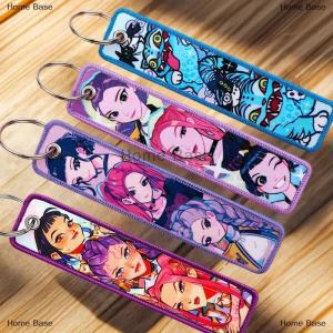[COD] Home Base Demon Cosplay Mira Rumi Zoey Embroidery Keychain Double Sided Pattern Backpack Pendant Key Tag Chain Key Ring Gift
