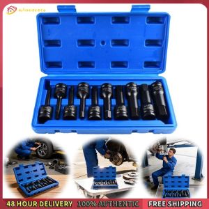 Winnereco 10Pcs Cr-V Steel Hex Socket Tool Kit Wear Resist Pneumatic Wrench Tool Drive Impact Hex Bit Socket Adapter For Automotive Pneumatic Electric Repair