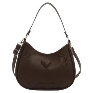 Thời Trang Màu Trơn Da PU Túi đeo chéo vai Dễ Thương ví tiền có khóa kéo Trái Tim Nhỏ Nách Tay Túi Xách Cho Phụ Nữ