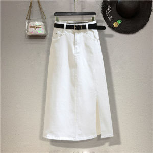 Rok korean style panjang hitam rok jeans wanita slit denim fashion rok high waist jumbo cewek skirt
