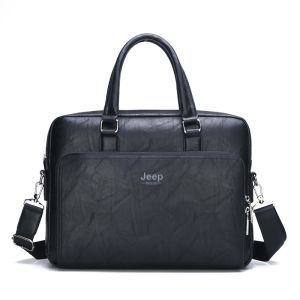 JEEP BULUO High Quality 14 Inch Laptop Business Bag Men Briefcases For Man Handbags Split Leather Office Large Capacity Bags