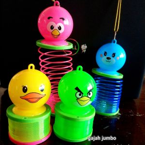 Mainan Lentera Lampion Lampu Anak Karakter Bebek Spiral Spring Doll Led