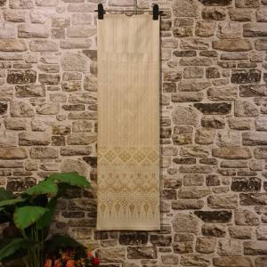 199.ผ้าฝ้าย ผ้าทอทั้งผืน ลายไหมเชียงขวัญ สีขาวงาช้าง