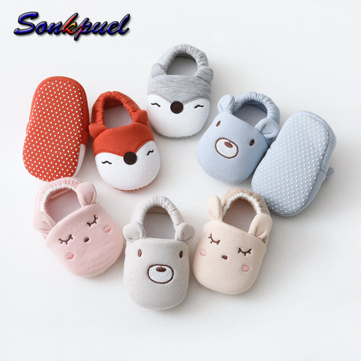 Sonkpuel Newborn Baby Shoes Boys Girls Soft Sole Non Skid Crib Infant Toddler Shoe Cute Animal