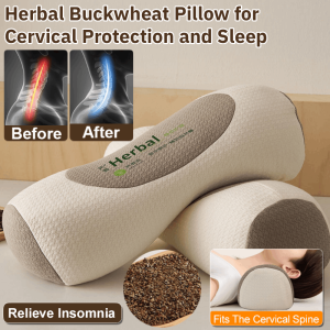 Adult Cervical Spine Herbal Buckwheat Pillow Neck Protection Health Pillow Traction Pillow Core Neck Pain Relief and Better Sleep Wormwood Pillow