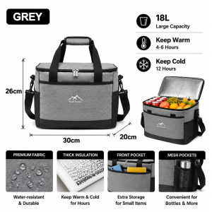 Insulated Cooler Bag 30L/18L Lunch Bag Waterproof Insulation Bento Bag Leak-proof Portable Refrigeration Bag,For Camping Outdoor Activities