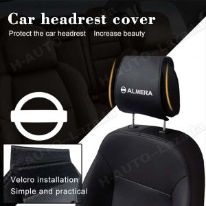 Car Headrest Cover For Nissan Almera Frontier Grand Livina Sunny Navara Serena Teana X-Trail Np300 Skyline Sentra Pulsar Gtr Sylphy Nv200 Carbon Fiber Neck Pillow Cusion Pad Seat Cushion Neck Rest Pillow Set Car Accessories