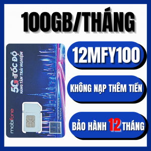(DATA TỐC ĐỘ CAO) Sim 4G 5G Mobifone 12MFY100 Truy Cập Mạng Tốc Độ Cao 100GB/Tháng Free 12 Tháng Giao Nhanh Toàn Quốc | FREESHIP - CHƯA KÍCH HOẠT