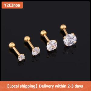 【Local shipping】 1 Piece 4 Prong Rhinestone Ear Studs Earrings For Women Men Tragus Cartilage Standard Lobe Piercing Jewelry Gift