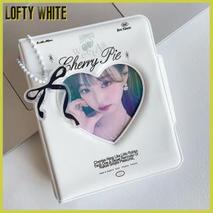 Lofty White Kpop Photocards Binder Sweet Bow Photo Album Mini Photocard Holder 3 Inch Love Heart Picture Storage Case