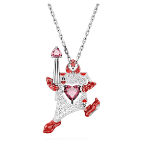 💖Swarovski💖(New) Alice in Wonderland playing card red gemstone pendant necklace S925 sterling silver womens fashion necklace hypoallergenic non-allergenic Valentines Day gift birthday gift for girlfriend bestie