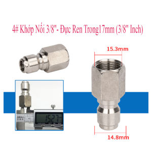 Bộ Khớp Nối Nhanh 3/8" Đủ Các Loại Ren Dành Cho Máy Rửa Xe Áp Lực Gia Đình Mini