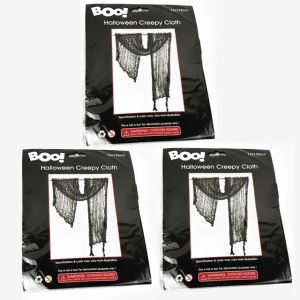 3Pcs Halloween Black Gauze Horror Haunted Houses Decoration Black Creepy Cloth Home Doorway Gauze Terror Scene Props Party Supplies