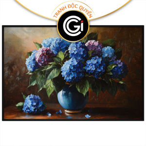 Tranh tĩnh vật hoa cẩm tú cầu. Tranh treo tường dán tường sơn dầu canvas trang trí. CGI-1528