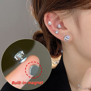 1 Pair Personality Magnetic Suction Ear Stud Ear Bone Stud Zircon Ear Clip Womens Diamond Earrings Small Earrings