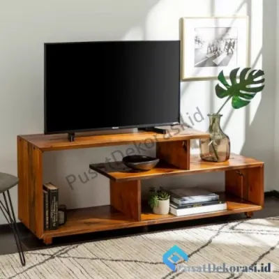 Kabinet TV Meja Kayu Elegan Multifungsi Warna Coklat Ukuran 100cm