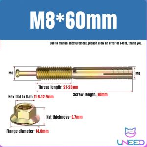 UNeed M8*60/80/100mm Strike Anchor Concrete Anchor Expansion Bolt Hammer Strike Pin 1PC