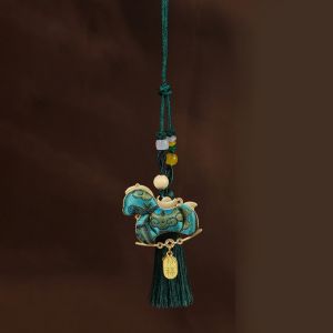 OUTOPEN Phong cách Trung Quốc  dây chuyền thêu hình ngựa con Vải brocade Satin Đồ trang trí treo xe hơi Không khí lễ hội Móc khóa Đồ trang trí treo hình ngựa Quà tặng năm hoàng đạo