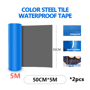 Color Steel Tile Metal Roof Asphalt Waterproof Tape Matte Blue Double‑Layer PE Film Heavy‑Duty Leak Seal Repair Tape Imported PE Raw Material for Industrial Corrugated GI Sheet Roof Application