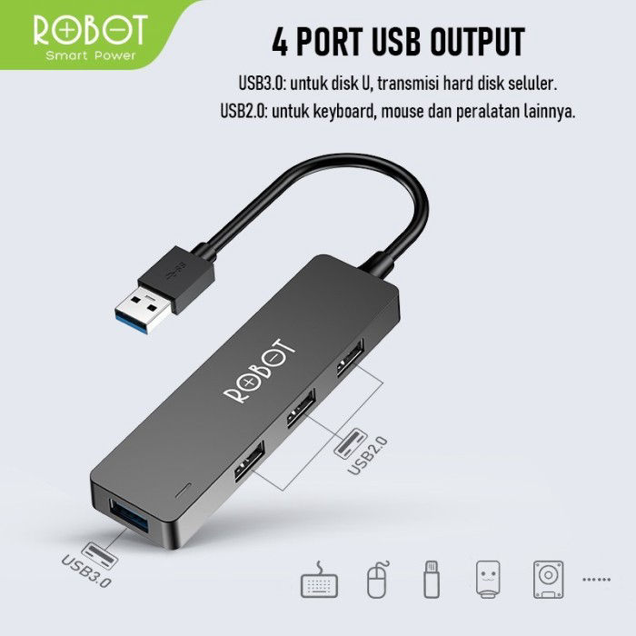 Robot H160 USB HUB 4 Port USB 2.0 & USB 3.0 High Speed 5GBPS