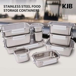 Premium 304 Stainless Steel Food Storage Containers – Leakproof Fridge Microwave Oven & Dishwasher Safe -Various Sizes