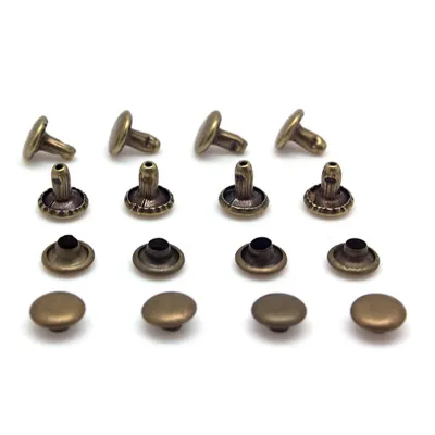 1 gói Đinh tán đầu tròn 2 mặt không gỉ rivet 2 mặt đóng khoen tròn làm đồ da túi dây nịt thủ công