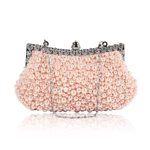 Pearls Beaded Evening Bag Luxury Bridal Evening Clutch Bag Women Handbag Party Wedding Elegant Handmade Clutch White Purse