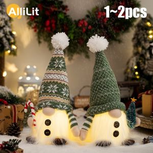 Glowing Knitted Gnome Doll with Led Night Light Christmas Decorations 2025 Home Xmas Tree Decor Navidad New Year 2026 Gift