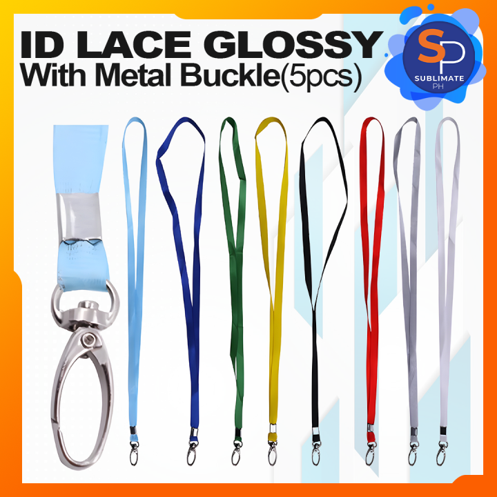 Glossy ID Lace with Metal Buckle J Hook / School ID Lanyard 5pcs