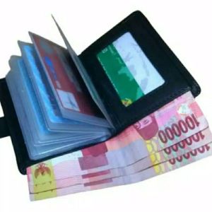 Dompet Kartu 18 in 1 Card Holder + slot uang kulit sintetis dompet kartu kredit