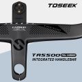TOSEEK TR5500แฮนด์บาร์รถจักรยานเสือหมอบคาร์บอน,ราวจับคาร์บอน28.6มม. พร้อมที่ยึดคอมพิวเตอร์จักรยาน. 